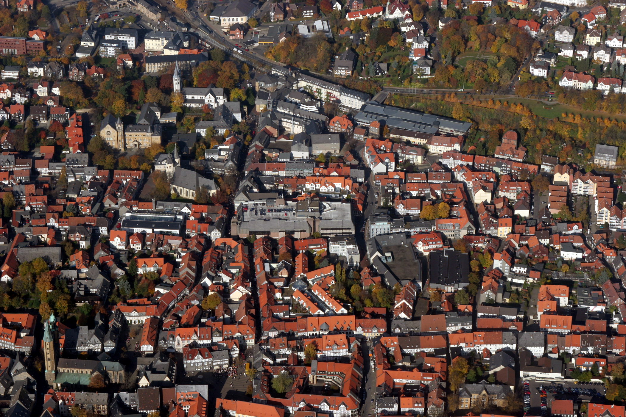 Luftbild der Innenstadt Goslars.